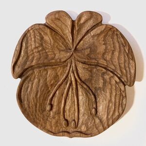 Hand carved flower shaped tray decorative wood accents